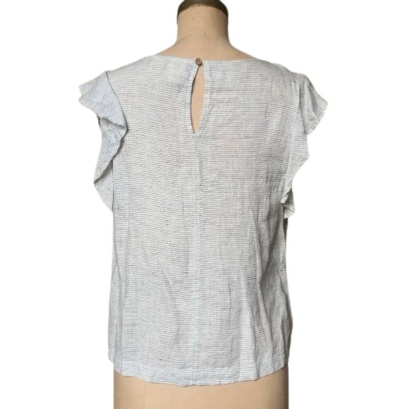 Catherine Malandrino flutter sleeve 100% linen top blouse - Picture 2 of 13
